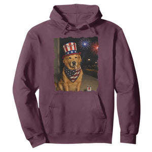 Patriotic Smoking Golden Retriever Hoodie Funny Dog Lover Dad 4th Of July
