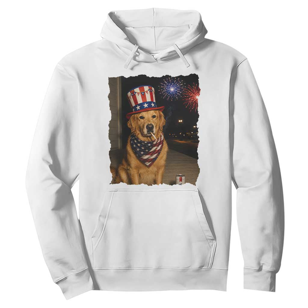 Patriotic Smoking Golden Retriever Hoodie Funny Dog Lover Dad 4th Of July