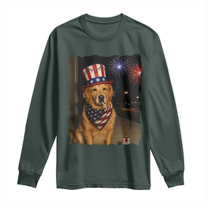 Patriotic Smoking Golden Retriever Long Sleeve Shirt Funny Dog Lover Dad 4th Of July