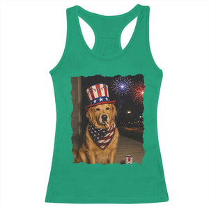Patriotic Smoking Golden Retriever Racerback Tank Top Funny Dog Lover Dad 4th Of July