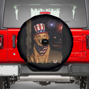Patriotic Smoking Golden Retriever Spare Tire Cover Funny Dog Lover Dad 4th Of July