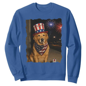 Patriotic Smoking Golden Retriever Sweatshirt Funny Dog Lover Dad 4th Of July