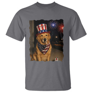 Patriotic Smoking Golden Retriever T Shirt Funny Dog Lover Dad 4th Of July
