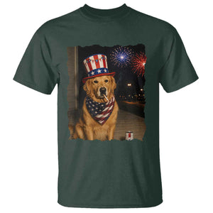 Patriotic Smoking Golden Retriever T Shirt Funny Dog Lover Dad 4th Of July