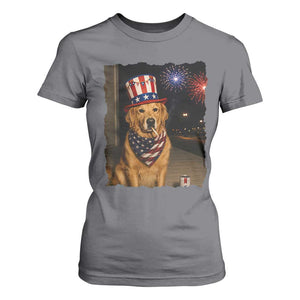 Patriotic Smoking Golden Retriever T Shirt For Women Funny Dog Lover Dad 4th Of July