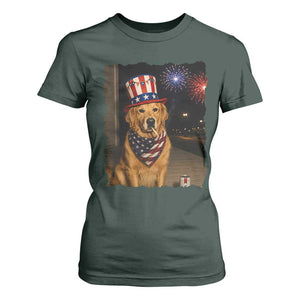 Patriotic Smoking Golden Retriever T Shirt For Women Funny Dog Lover Dad 4th Of July