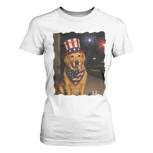 Patriotic Smoking Golden Retriever T Shirt For Women Funny Dog Lover Dad 4th Of July