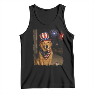 Patriotic Smoking Golden Retriever Tank Top Funny Dog Lover Dad 4th Of July