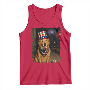 Patriotic Smoking Golden Retriever Tank Top Funny Dog Lover Dad 4th Of July