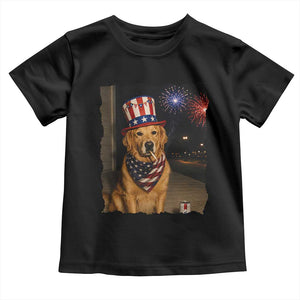 Patriotic Smoking Golden Retriever Toddler T Shirt Funny Dog Lover Dad 4th Of July