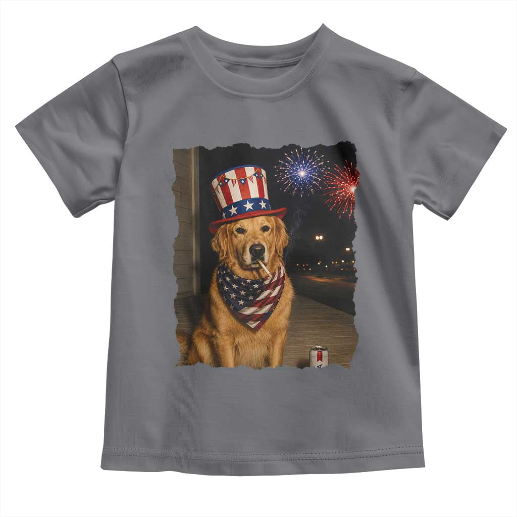 Patriotic Smoking Golden Retriever Toddler T Shirt Funny Dog Lover Dad 4th Of July