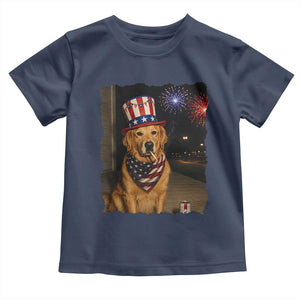Patriotic Smoking Golden Retriever Toddler T Shirt Funny Dog Lover Dad 4th Of July