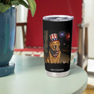 Patriotic Smoking Golden Retriever Tumbler Cup Funny Dog Lover Dad 4th Of July