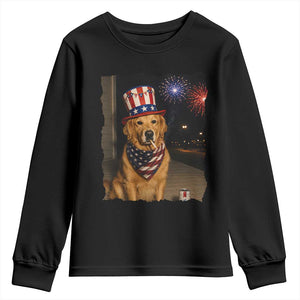 Patriotic Smoking Golden Retriever Youth Sweatshirt Funny Dog Lover Dad 4th Of July