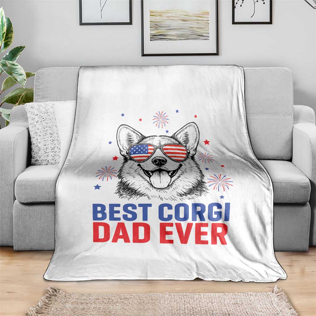 Best Corgi Dad Ever Throw Blanket Funny Dog Lover Dad 4th Of July