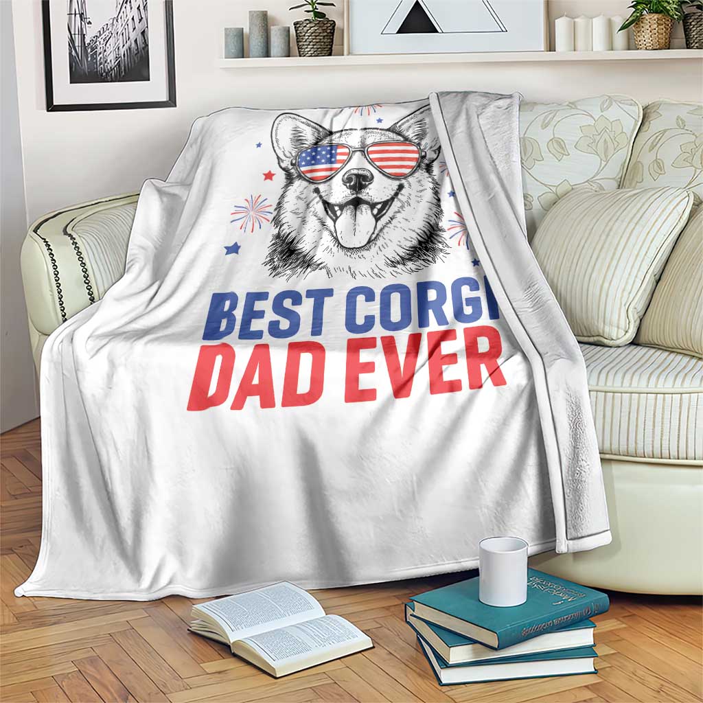 Best Corgi Dad Ever Throw Blanket Funny Dog Lover Dad 4th Of July