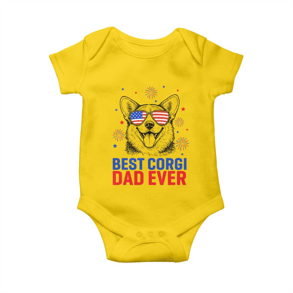 Best Corgi Dad Ever Baby Onesie Funny Dog Lover Dad 4th Of July
