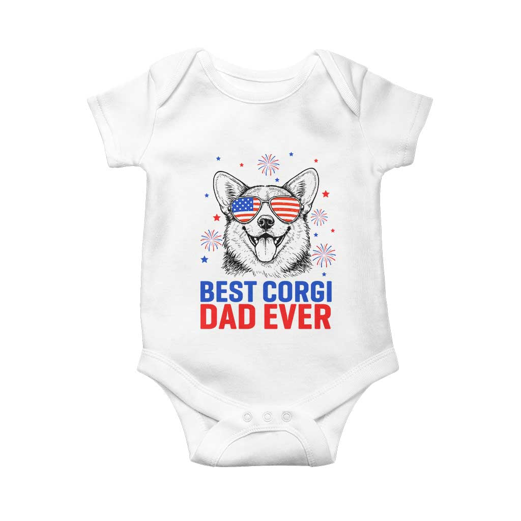 Best Corgi Dad Ever Baby Onesie Funny Dog Lover Dad 4th Of July TS14 White Print Your Wear