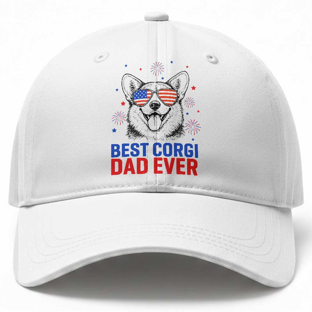 Best Corgi Dad Ever Baseball Cap Funny Dog Lover Dad 4th Of July
