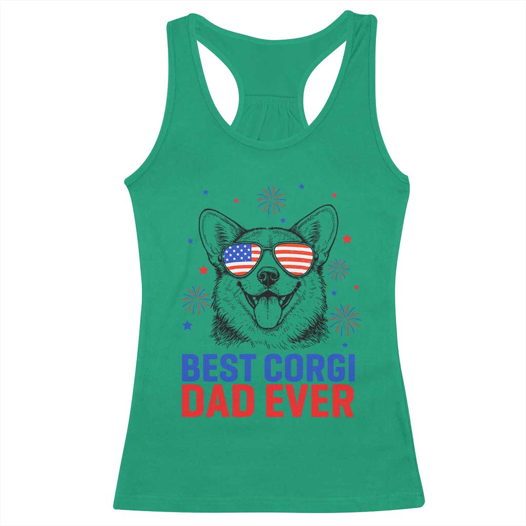 Best Corgi Dad Ever Racerback Tank Top Funny Dog Lover Dad 4th Of July