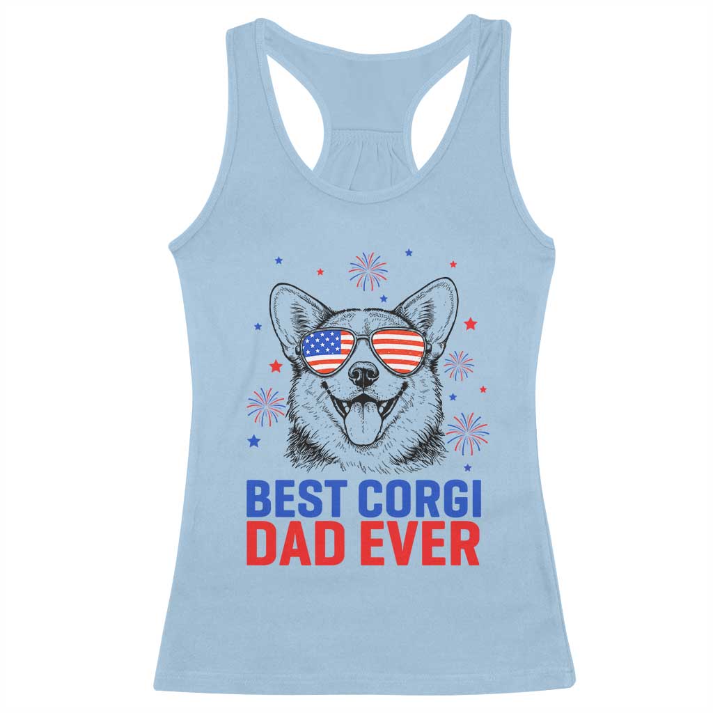 Best Corgi Dad Ever Racerback Tank Top Funny Dog Lover Dad 4th Of July