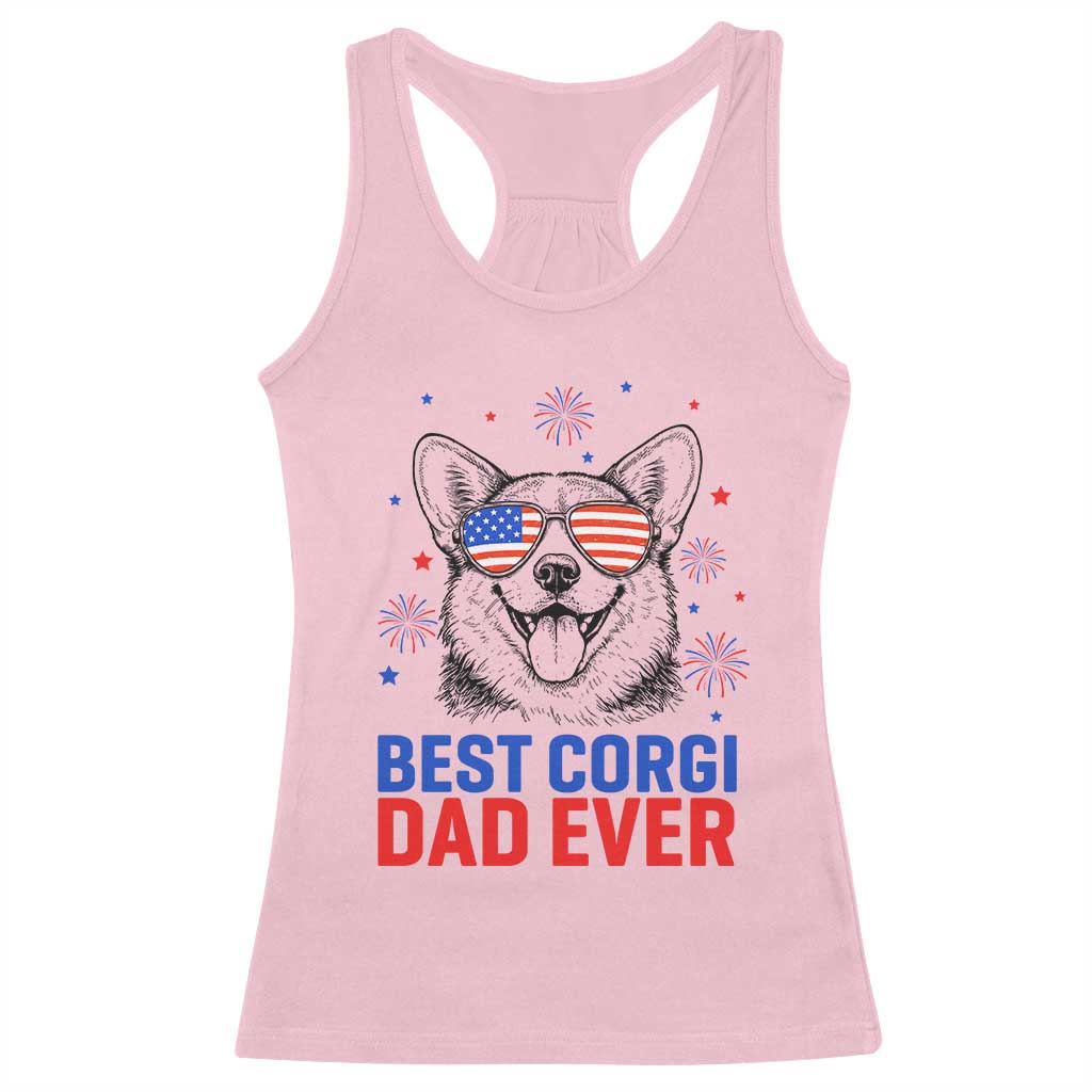Best Corgi Dad Ever Racerback Tank Top Funny Dog Lover Dad 4th Of July