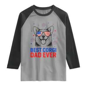 Best Corgi Dad Ever Raglan Shirt Funny Dog Lover Dad 4th Of July TS14 Sport Gray Black Print Your Wear
