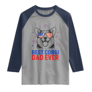 Best Corgi Dad Ever Raglan Shirt Funny Dog Lover Dad 4th Of July TS14 Sport Gray Navy Print Your Wear