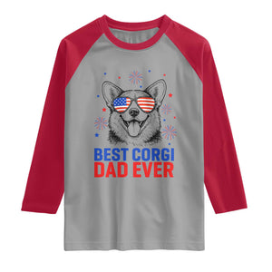 Best Corgi Dad Ever Raglan Shirt Funny Dog Lover Dad 4th Of July TS14 Sport Gray Red Print Your Wear