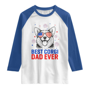 Best Corgi Dad Ever Raglan Shirt Funny Dog Lover Dad 4th Of July TS14 White Royal Print Your Wear