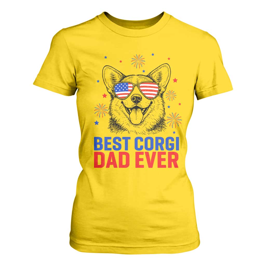 Best Corgi Dad Ever T Shirt For Women Funny Dog Lover Dad 4th Of July