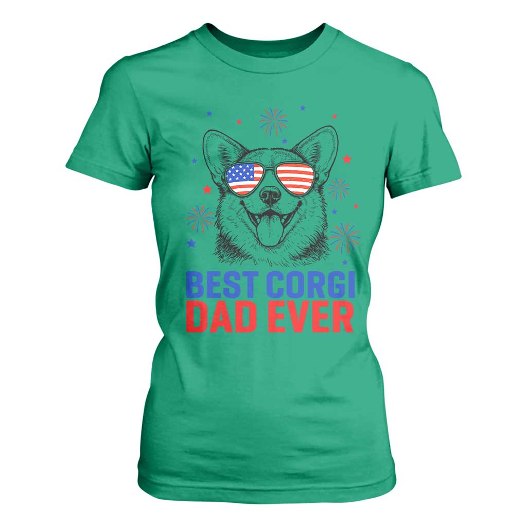 Best Corgi Dad Ever T Shirt For Women Funny Dog Lover Dad 4th Of July