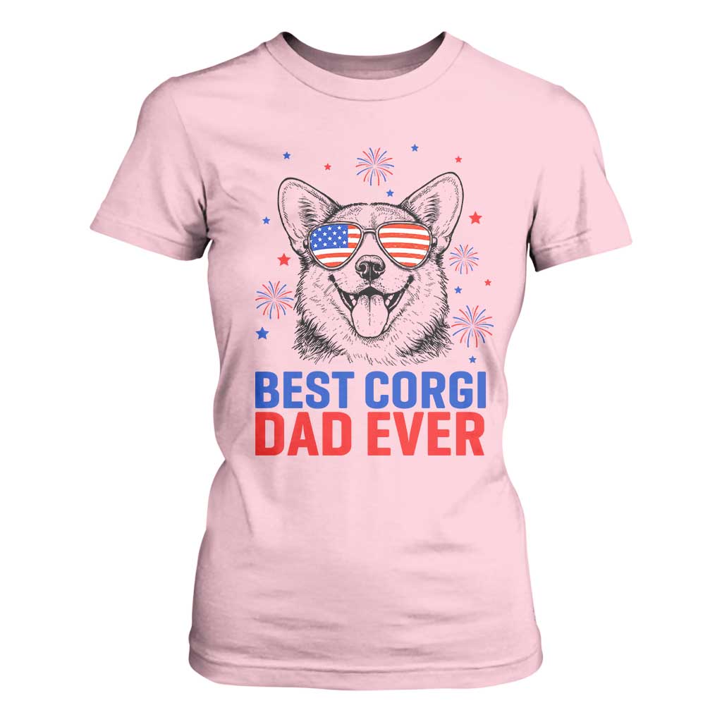 Best Corgi Dad Ever T Shirt For Women Funny Dog Lover Dad 4th Of July