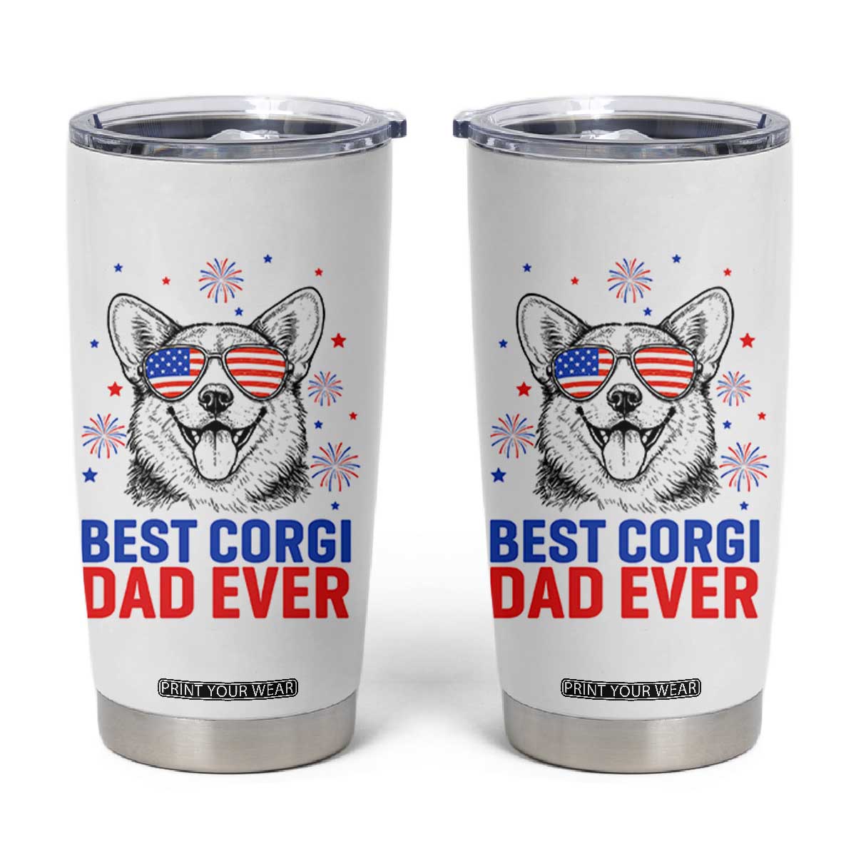 Best Corgi Dad Ever Tumbler Cup Funny Dog Lover Dad 4th Of July