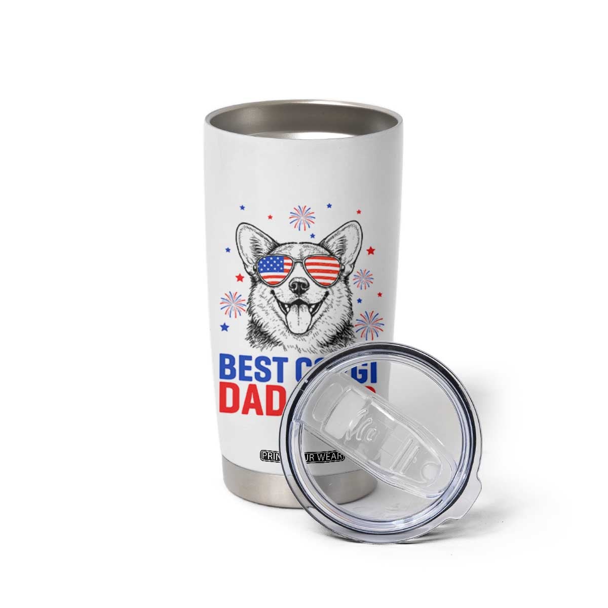 Best Corgi Dad Ever Tumbler Cup Funny Dog Lover Dad 4th Of July
