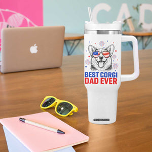 Best Corgi Dad Ever Tumbler With Handle Funny Dog Lover Dad 4th Of July