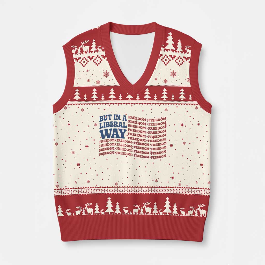 USA But In A Liberal Way 4th of July V-Neck Knit Sweater Vest Feminist Women's Rights Freedom TS14 Beige Red Print Your Wear