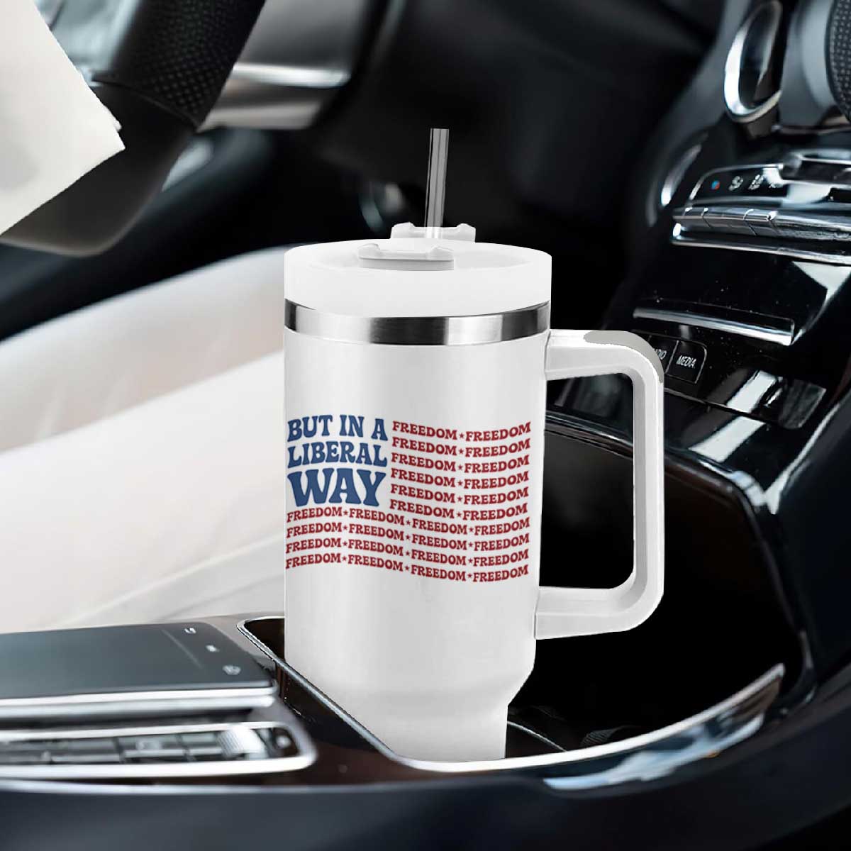 USA But In A Liberal Way 4th of July Tumbler With Handle Feminist Women's Rights Freedom