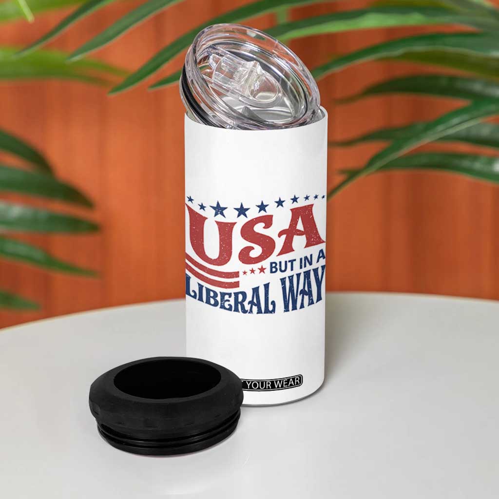 USA But In A Liberal Way 4th of July 4 in 1 Can Cooler Tumbler Feminist Women's Rights