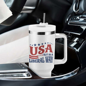 USA But In A Liberal Way 4th of July Tumbler With Handle Feminist Women's Rights