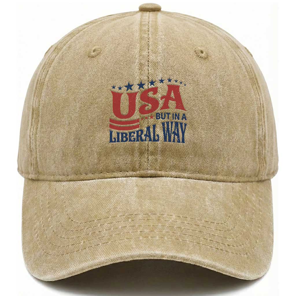 USA But In A Liberal Way 4th of July Washed Cotton Baseball Cap Feminist Women's Rights