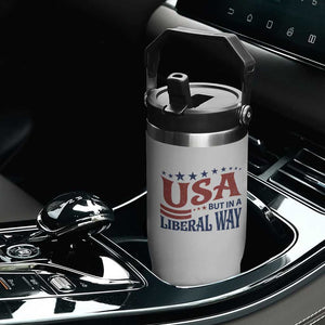 USA But In A Liberal Way 4th of July Flip Straw Tumbler Feminist Women's Rights