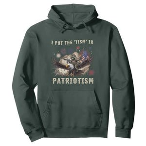 I Put The Tism in Patriotism Hoodie Retro Eagle Raccoon USA Flag