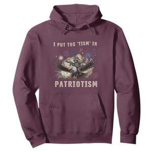 I Put The Tism in Patriotism Hoodie Retro Eagle Raccoon USA Flag