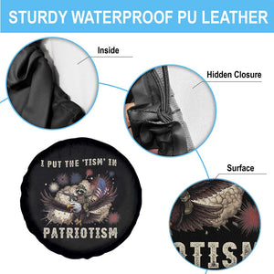 I Put The Tism in Patriotism Spare Tire Cover Retro Eagle Raccoon USA Flag