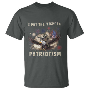 I Put The Tism in Patriotism T Shirt Retro Eagle Raccoon USA Flag
