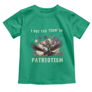 I Put The Tism in Patriotism Toddler T Shirt Retro Eagle Raccoon USA Flag