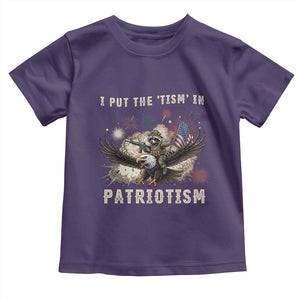 I Put The Tism in Patriotism Toddler T Shirt Retro Eagle Raccoon USA Flag