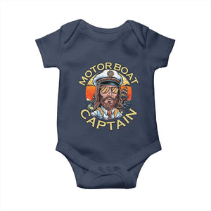 Funny Pontoon Boating Motor Boatin Lake Baby Onesie Motor Boat Captain TS14 Navy Print Your Wear