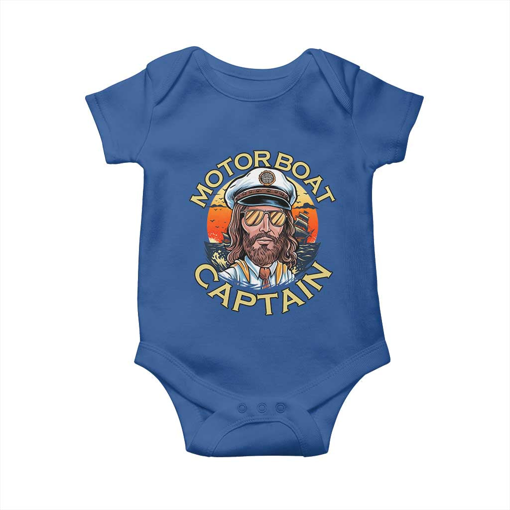 Funny Pontoon Boating Motor Boatin Lake Baby Onesie Motor Boat Captain TS14 Royal Blue Print Your Wear